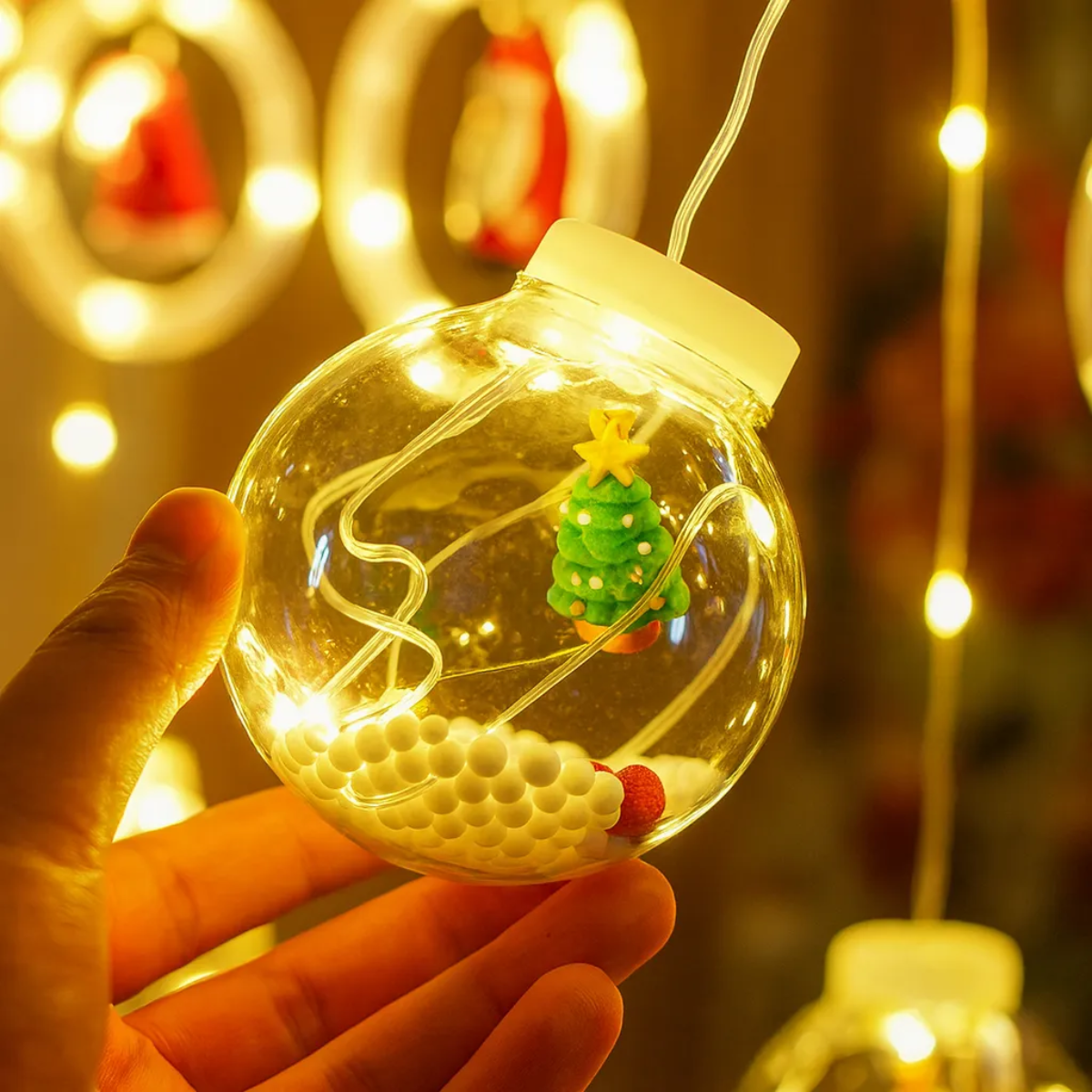 Luces Luz De Navidad Bola Y Aro Cortina