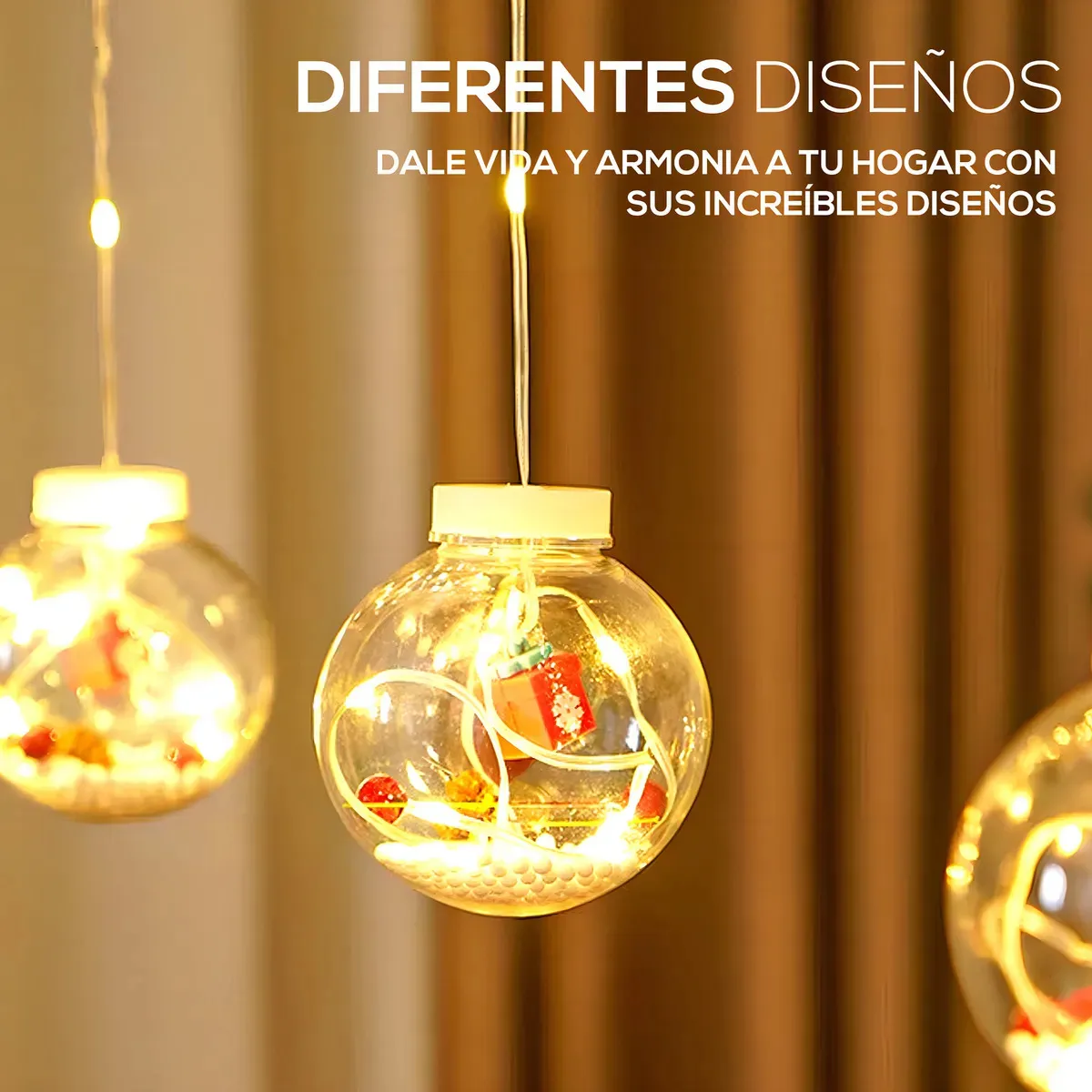 Luces Luz De Navidad Bola Y Aro Cortina